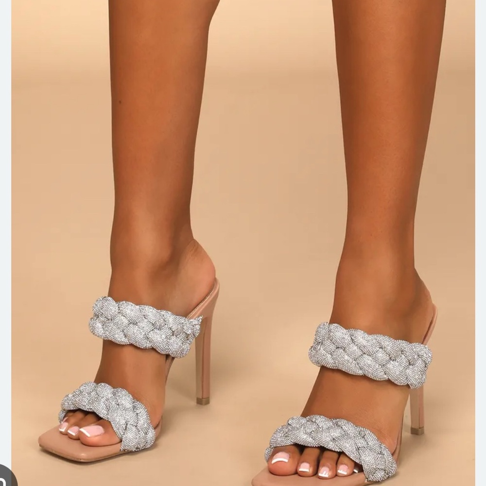 Steve Madden Silver Braided Heels